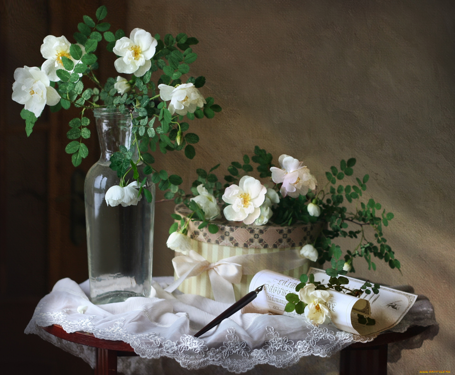 Натюрморт с белой розой